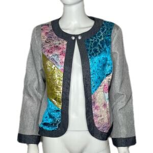 Julia Kim Women's Vintage Colorblock/Patchwork Neck Button Closure Blazer sz PS